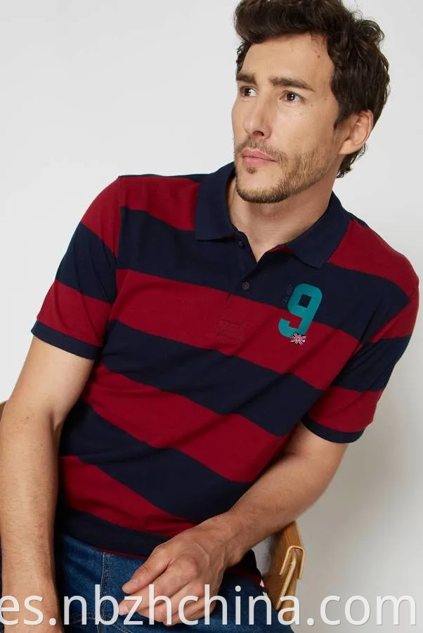 Mens Casual Yarn Dye Stripes Polo